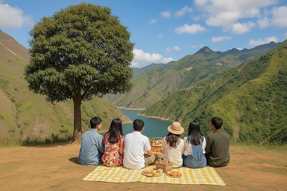 C&aacute;c bạn trẻ với concept picnic năng động check-in với c&acirc;y T&aacute;o M&egrave;o T&agrave; X&ugrave;a